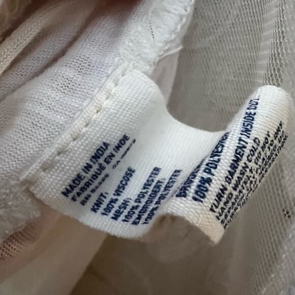 AEO Sheer See-through Blouse Peplum White & Black Medium - Picture 9 of 9